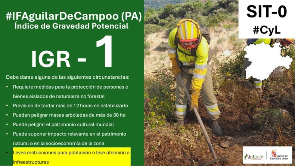 Declaración de IGR-1 en un incendio en Aguilar de Campoo (Palencia).