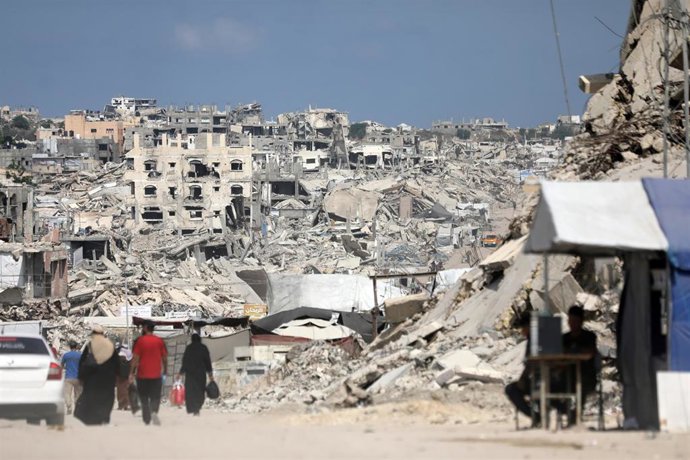 Desplazados palestinos en la Franja de Gaza