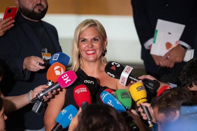 La consejera de Economía y Hacienda de Extremadura, Elena Manzano, ofrece declaraciones a los medios tras la reunión del Consejo de Política Fiscal y Financiera (CPFF), a 4 de septiembre de 2026