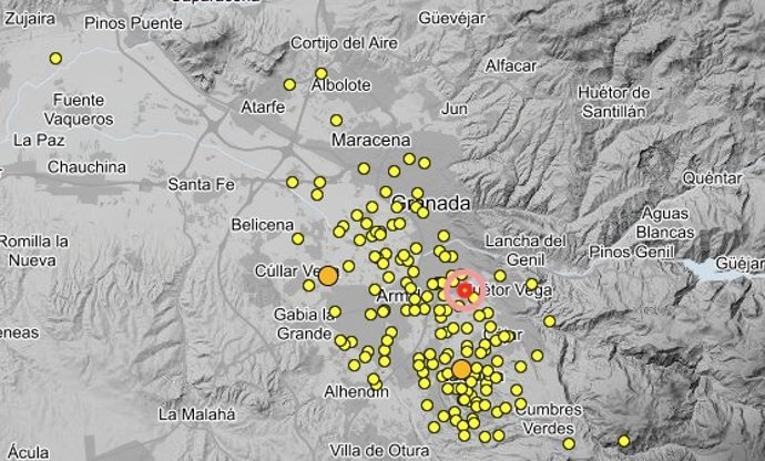 Imagen del mapa sísmico de Granada a 4 de septiembre de 2026.