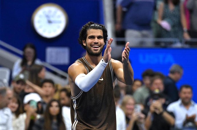 Carlos Alcaraz celebra una victoria en el US Open 2026
