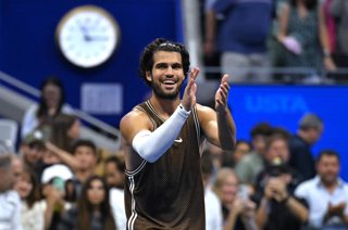 NEW YORK, Sept. 3, 2026  -- Carlos Alcaraz celebrates after the men's singles second round match between Carlos Alcaraz of Spain and Jaime Faria of Portugal at the 2026 US Open tennis championships in New York, the United States, Sept. 2, 2026.,Image: 113