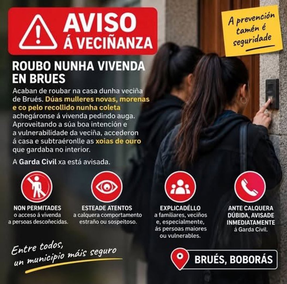 Cartel de aviso a los vecinos sobre un robo en una vivienda