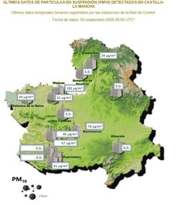 Mapa calidad del aire en Castilla-La Mancha