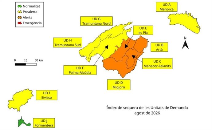 Las reservas hídricas de Baleares se sitúan en el 38% en agosto