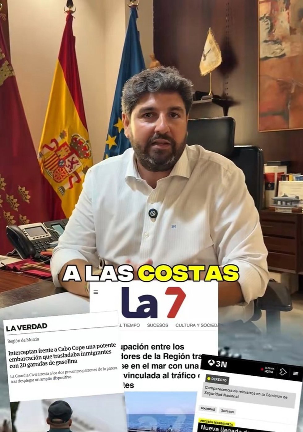 Vídeo difundido por el presidente regional, Fernando López Miras, a través de sus redes sociales.