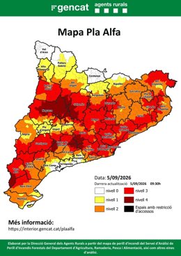 Municipios en riesgo de incendio en Catalunya este sábado