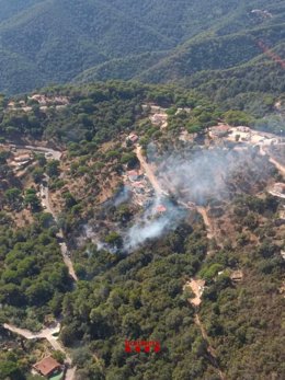 Imatge de l'incendi a Tordera (Barcelona)