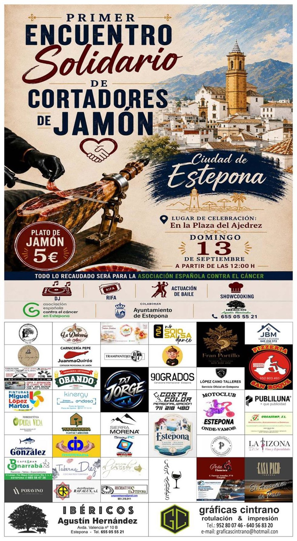 Cartel Encuentro Solidario Cortadores de Jamón en Estepona.
