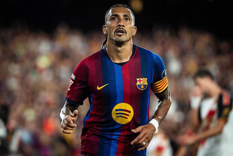 Raphinha, en un partido con el FC Barcelona.