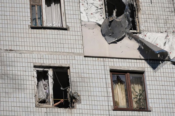 4 de setembro de 2026, Odessa, Ucrânia: Um prédio residencial danificado por um ataque russo em Odessa, na Ucrânia, em 4 de setembro de 2026. Na madrugada de 4 de setembro, as forças russas lançaram um ataque em grande escala contra a infraestrutura civil