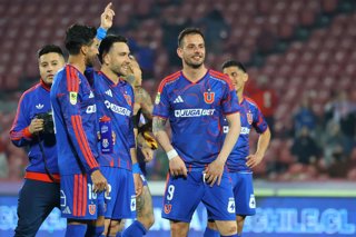 Futbol, Universidad de Chile vs Coquimbo Unido. Fecha 22, Liga de Primera 2026. Los jugadores de Universidad de Chile celebran el triunfo durante el partido de la Liga de Primera contra Coquimbo Unido disputado en el estadio Nacional de Santiago,