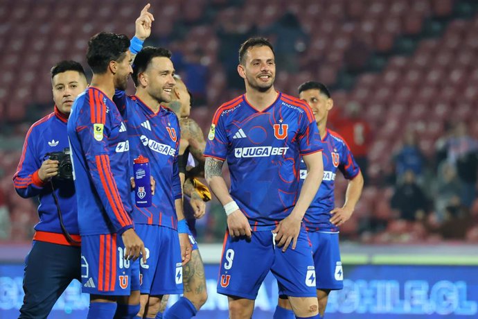 Futbol, Universidad de Chile vs Coquimbo Unido. Fecha 22, Liga de Primera 2026. Los jugadores de Universidad de Chile celebran el triunfo durante el partido de la Liga de Primera contra Coquimbo Unido disputado en el estadio Nacional de Santiago,