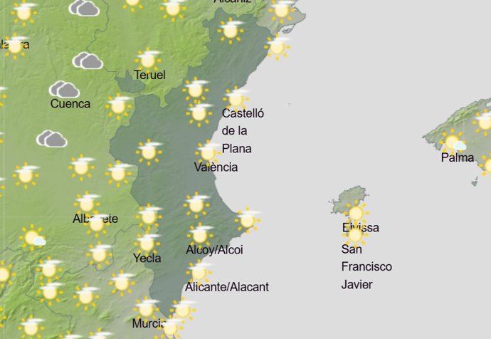 Predicción del tiempo en la Comunitat Valenciana para este domingo 6 de septiembre de 2026