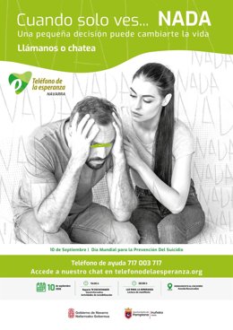 Cartel de la campaña del Teléfono de la Esperanza por el Día Mundial para la Prevención del Suicidio.
