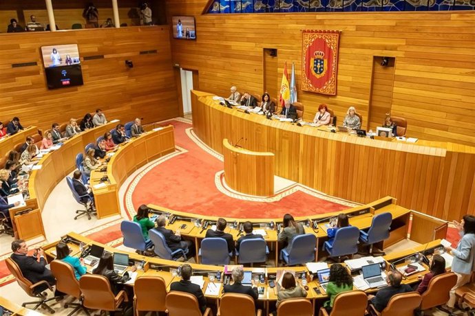 Archivo - La portavoz nacional del BNG, Ana Pontón, pregunta al presidente de la Xunta, Alfonso Rueda, en la sesión de control en el Parlamento de Galicia. Pazo do Hórreo.