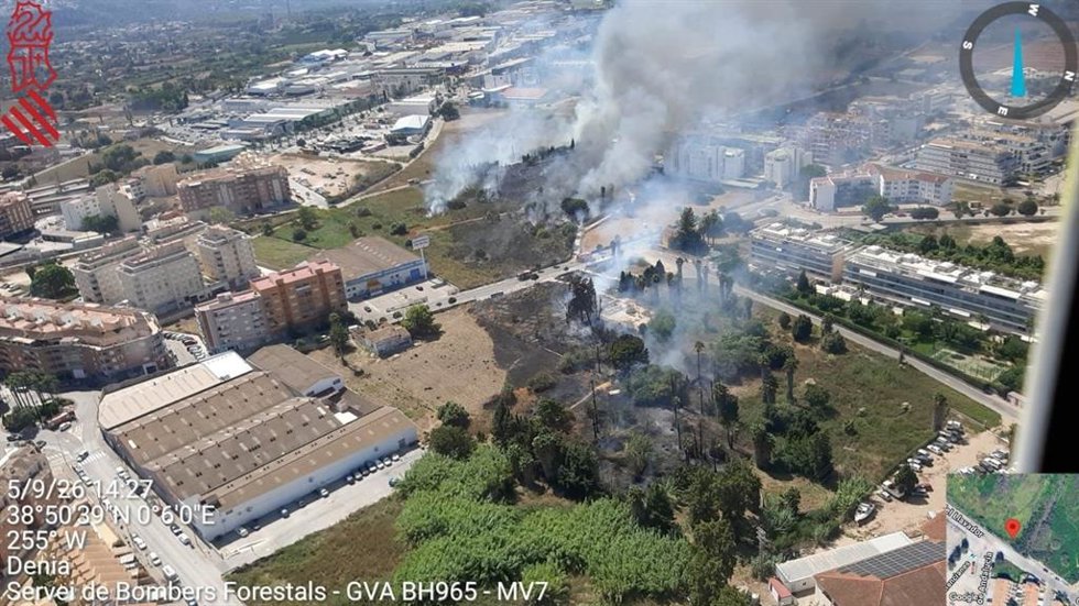 Incendio de vegetación en Dénia (Alicante) declarado este sábado