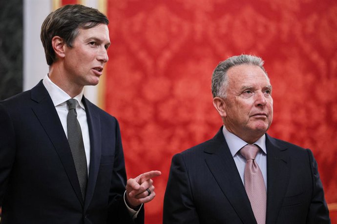RUSSIA, MOSCOW - SEPTEMBER 5, 2026: US businessman Jared Kushner (L) and US Special Presidential Envoy Steve Witkoff are seen during a meeting with Russia's President Vladimir Putin at the Moscow Kremlin