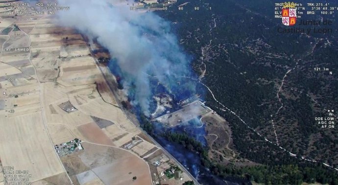 Declarado un incendio de gravedad 2 en La Calabaza, en Aranda de Duero (Burgos)