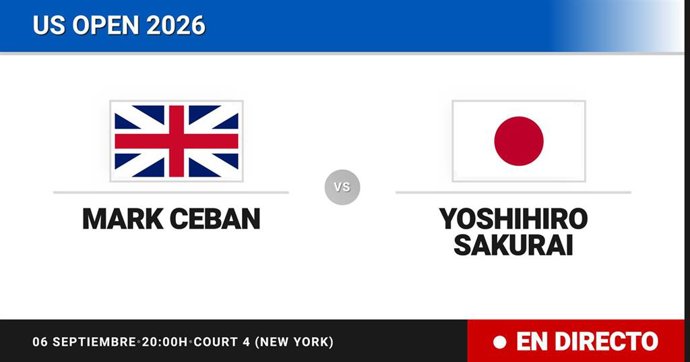 Mark Ceban - Yoshihiro Sakurai: resumen y estadísticas del partido de Treintaidosavos de final de US Open Juniors, Boys