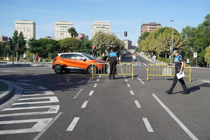 Corte de tráfico en Valladolid.