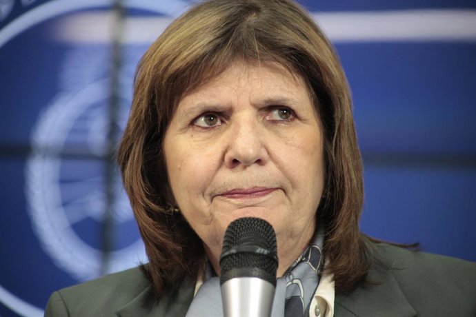 Buenos Aires, 21 de agosto de 2025 Conferencia de prensa del Ministerio de Seguridad de Argentina, representado por la Ministra Patricia Bullrich y el Ministro del Interior de Chile, Alvaro Elizalde. Paula Acunzo/UNAR/Photosport