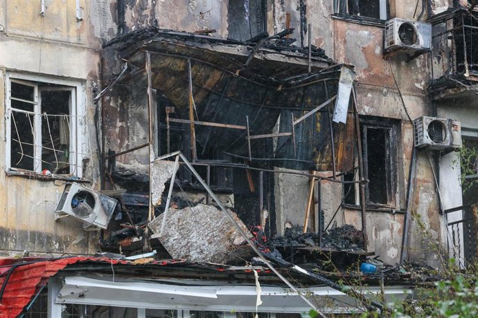 Un edificio de Sebastopol afectado por ataques ucranianos contra la ciudad. Imagen de archivo