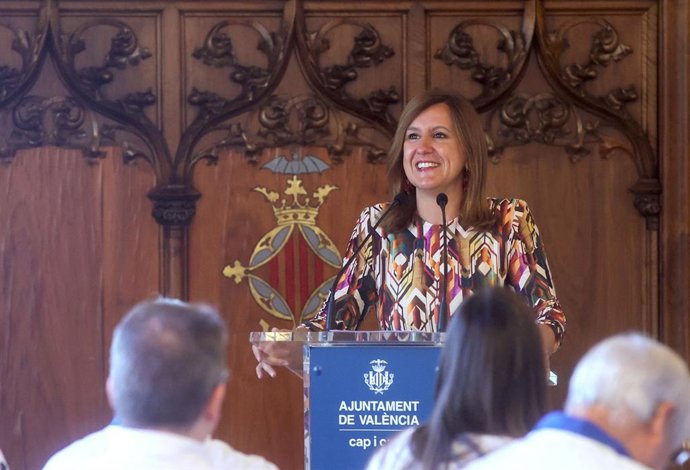 L'alcaldessa de València, María José Catalá, durant la inauguració de l'Assemblea Autonòmica de la Comunitat Europea de Cuiners (Euro-Toques).