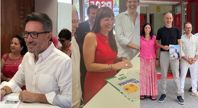 José Antonio Romero (izda.), Victoria Fernández y Ángel Ortiz pugnarán por ser candidatos del PSOE a la Alcaldía de Córdoba.
