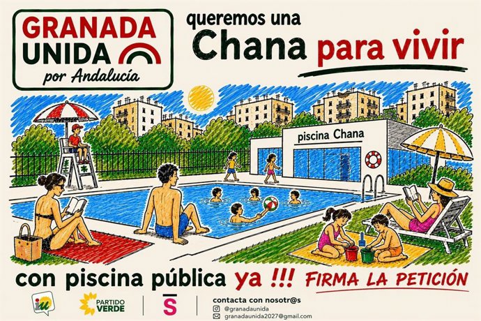 Granada Unida Por Andalucía impulsa una recogida de firmas para reclamar una piscina municipal para La Chana