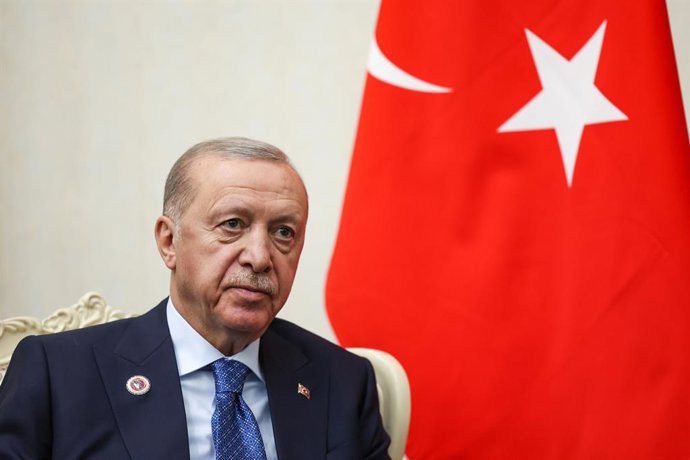 KYRGYZSTAN, BISHKEK - SEPTEMBER 1, 2026: Turkey's President Recep Tayyip Erdogan is seen during a meeting with Russia's President Putin at the Ala Archa State Residence on the sidelines of the 2026 Shanghai Cooperation Organisation (SCO) Summit