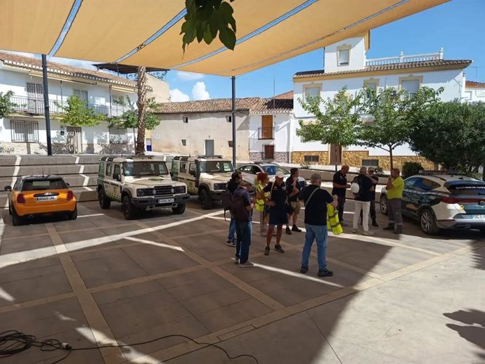 Imagen de archivo del Puesto de Mando instalado en una plaza de Gójar con motivo del episodio sísmico en Granada y su área metropolitana desde el 15 de agosto de 2026.