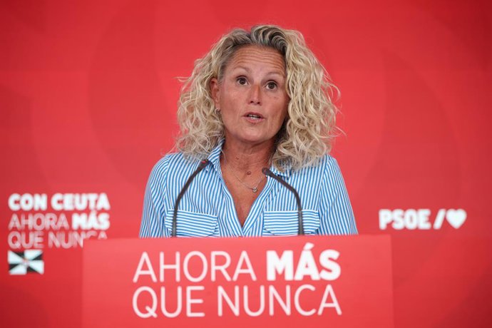 La  portaveu de la Comissió Executiva Federal (CEF) del PSOE, Montse Mínguez, oferix una roda de premsa en la seu del PSOE, a 31 d'agost del 2026, a Madrid (Espanya).