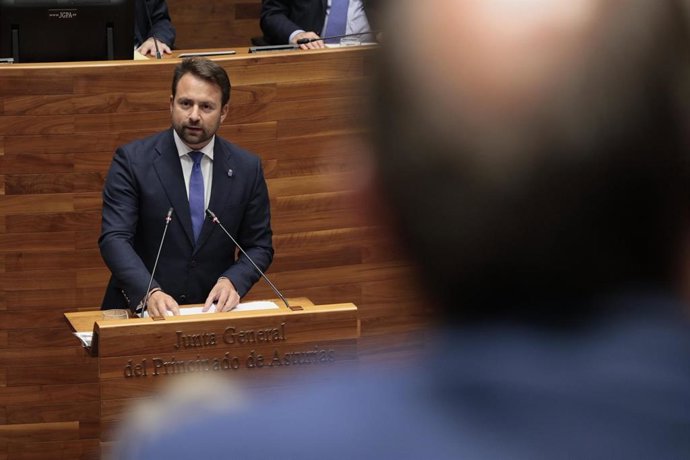 El presidente del PP de Asturias, Álvaro Queipo, en el parlamento asturiano.