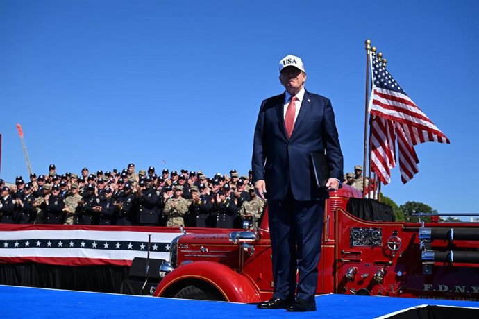 El presidente de EEUU, Donald J Trump, durante el acto Steel Across America en Washington.