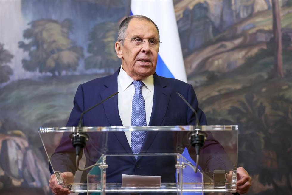 El ministro de Exteriores ruso, Sergei Lavrov, durante una rueda de prensa en Moscú.