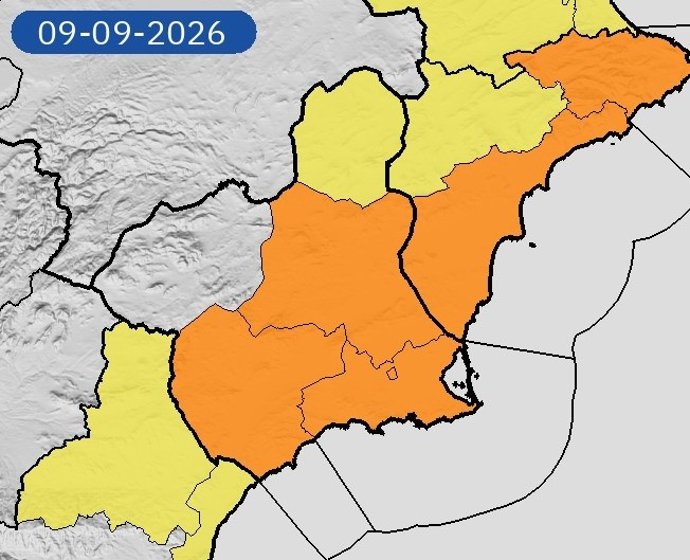 Avisos de la AEMET por fenómenos meteorológicos adversos para mañana miércoles