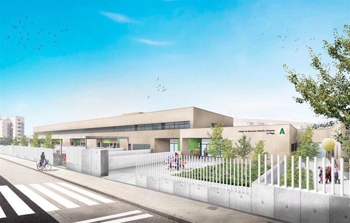 Recreación del proyecto del futuro colegio público de la Vega de Acá, en Almería.