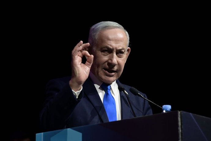 Archivo - Arquivo - 24 de junho de 2026, Israel, Tel Aviv: O primeiro-ministro israelense Benjamin Netanyahu profere um discurso durante a Conferência Anual do Governo Local, em Tel Aviv. Foto: Tomer Neuberg/Jna Press/Nexpher via ZUMA Press Wire/dpa