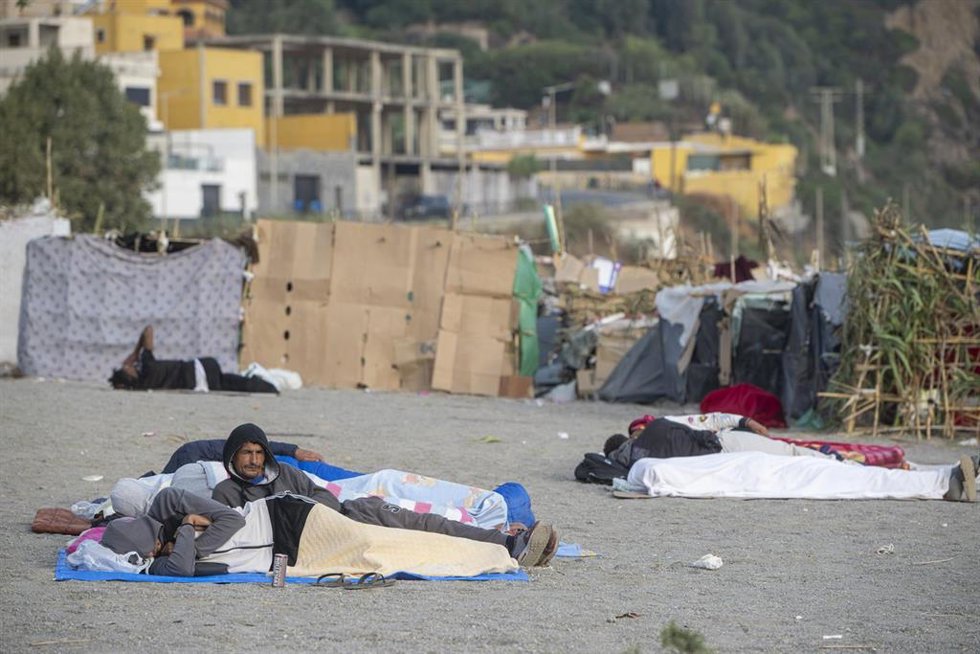 Asentamientos en la playa del Trampolín, a 7 de septiembre de 2026, en Ceuta (España).