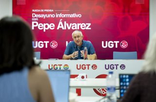 El secretario general de UGT, Pepe Álvarez, ofrece un desayuno informativo de inicio de curso, en la sede de UGT, a 9 de septiembre de 2026, en Madrid (España). Álvarez analiza la actualidad económica, política y social desde la perspectiva de la organiza