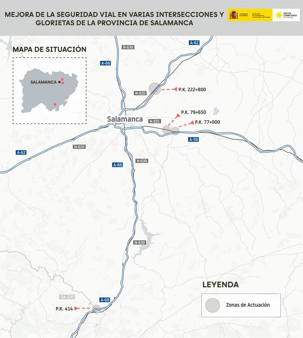 Mapa de las actuaciones que se van a realizar las cinco glorietas.