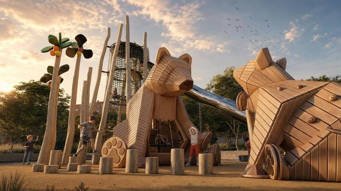 Recreación del resultado de la instalación infantil en el Parque Ventas de Madrid