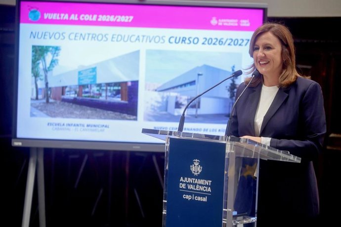 L'alcaldessa de València, María José Catalá, durant la roda de premsa oferida coincidint amb l'inici del curs escolar 2026-2027.