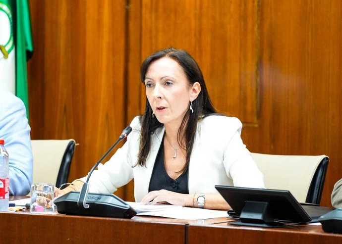 La consejera de Sostenibilidad y Medio Ambiente, Fina Martínez, durante la Comisión de Sostenibilidad y Medio Ambiente del Parlamento de Andalucía.