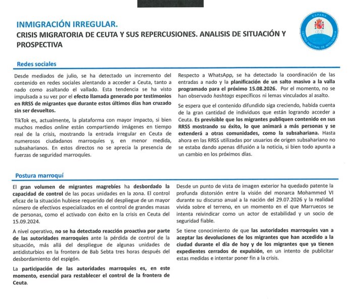 Informe del CNI sobre Marruecos