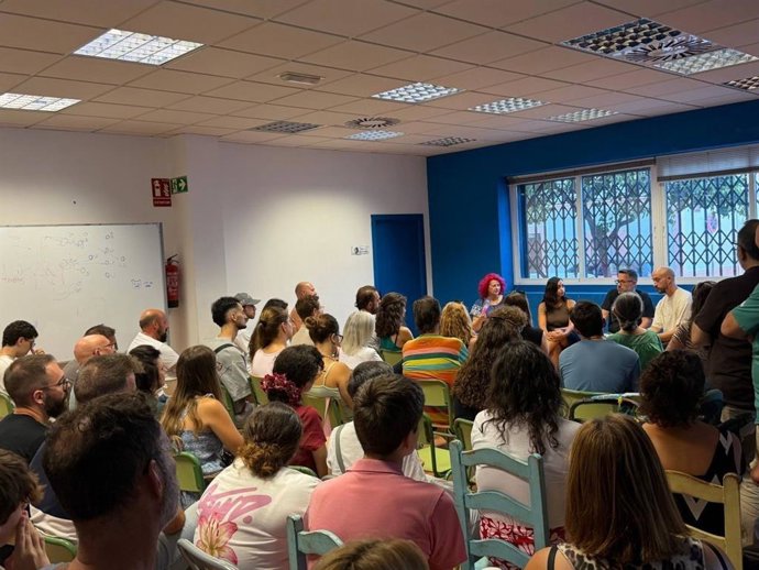 El portavoz de Adelante Andalucía, José Ignacio García, durante la charla celebrada en Córdoba.