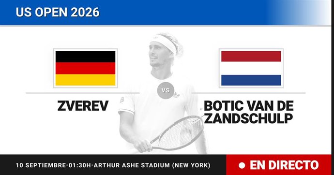 Alexander Zverev - Botic van de Zandschulp: resumen y estadísticas del partido de Cuartos de final de US Open ATP