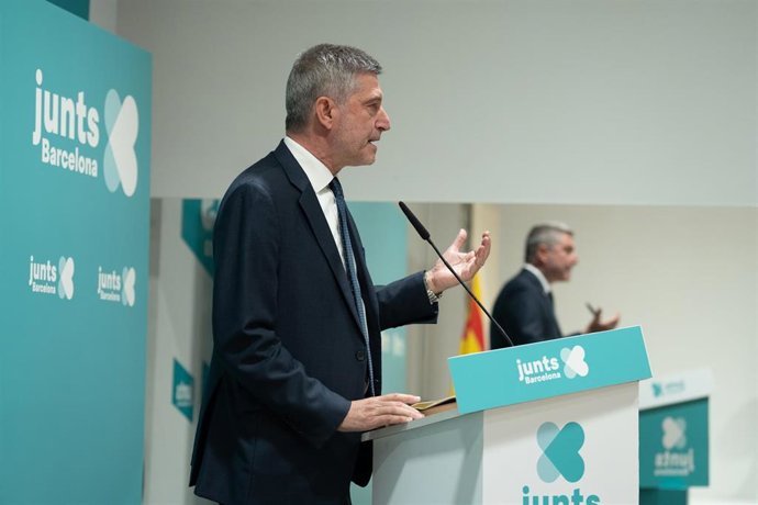 Archivo - El presidente de Junts en el Ayuntamiento de Barcelona, Jordi Martí, durante una rueda de prensa para presentar el nuevo nombre del partido durante el mandato, a 20 de enero de 2025, en Barcelona, Cataluña (España). Durante la comparecencia, ha 