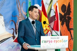 El presidente de la Junta de Andalucía, Juanma Moreno, en la apertura del curso escolar 2026-2027